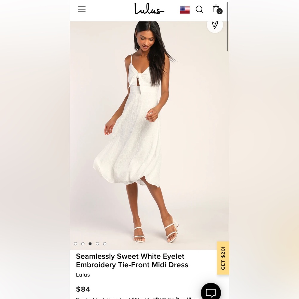 Lulus Seamlessly Sweet White Eyelet Embroidery Tie-Front Midi Dress - Small